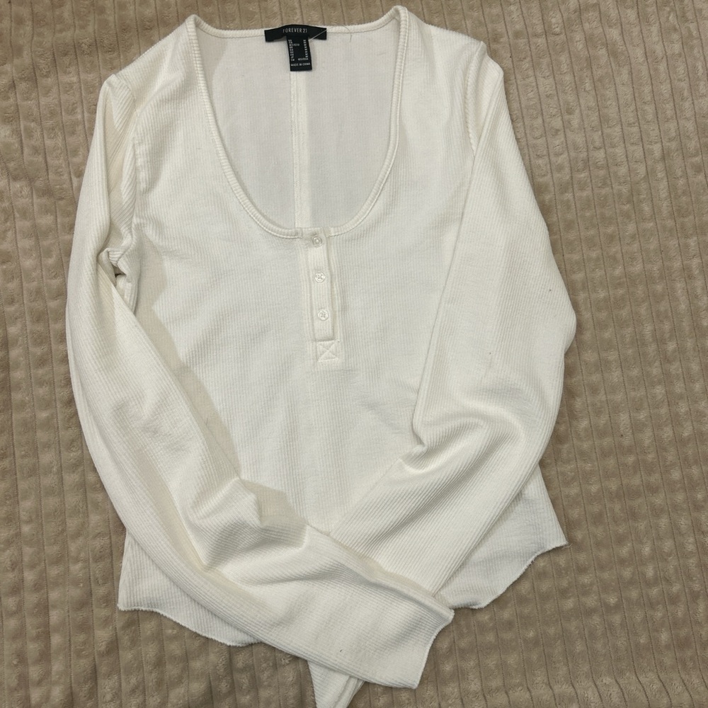 Long Sleeve White Henley